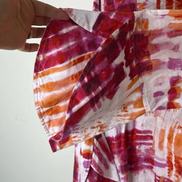 NWT ALI MILES Pink Tie Dye Linen Button Blazer Jacket Tulip Sleeve Size 1X - Picture 14 of 16